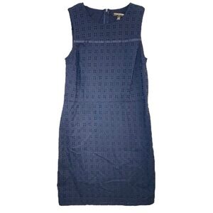 Banana Republic Navy Blue Eyelet Sleeveless Tank Dress Cotton Size XS 2